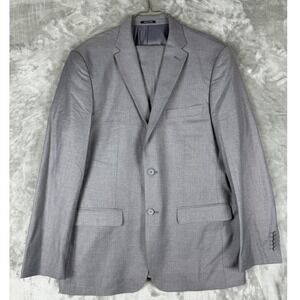 Studio Ferera Mens 46R 40W Lt Grey Polyester Viscose Suit Jacket Pants